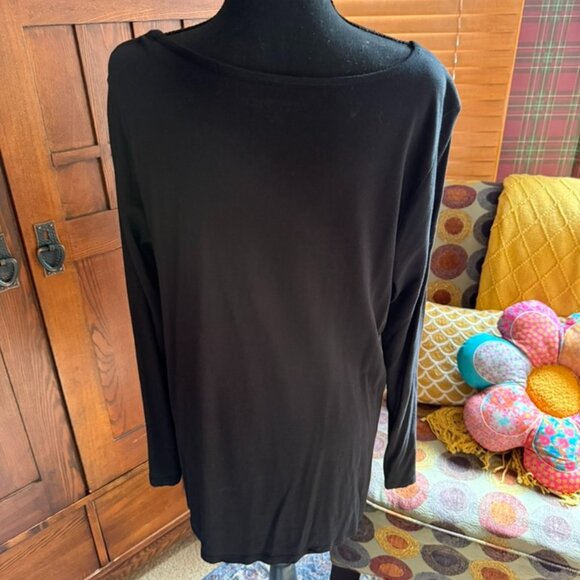 Soft Surroundings Long Sleeve Black Pullover Tie Waist Top Size Large - Picture 4 of 6